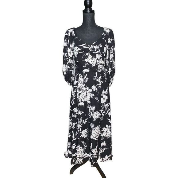 Rachel Zoe Floral Ruffle Hem Midi Dress - Picture 1 of 8